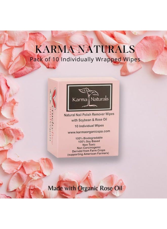 Karma Organic Natural Nail Polish Remover Wipes with Soybean and Rose Oil, 100% Soy Based, Non-Toxic, Vegan, Cruelty-Free – Pack of 10 - Image 2