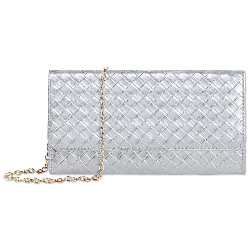 U+U Crossbody Bags for Women, Small Leather Bag with Removable Chain, Card Slots & Phone Pocket - Lightweight Purse Wallet (Silver) - Image 1