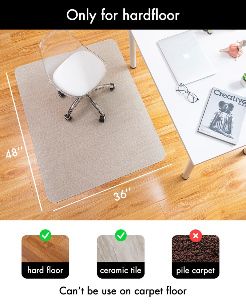 Baroyal Office Chair Mat for Hardwood Floor Under Desk Computer Rolling Chair Mat for Wood/Tile Floor Non-Slip Heavy Duty Desk Rug PVC Plastic Hard Floor Protector 36" x 48" (Parchment) - Image 3