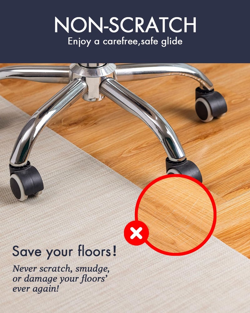 Baroyal Office Chair Mat for Hardwood Floor Under Desk Computer Rolling Chair Mat for Wood/Tile Floor Non-Slip Heavy Duty Desk Rug PVC Plastic Hard Floor Protector 36" x 48" (Parchment) - Image 2