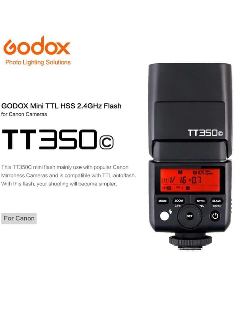 Godox TT350C Flash 2.4G Wireless TTL Camera Flash Master & Slave Speedlite 1/8000s HSS for Canon 5D MarkIII 80D 7D 760D 60D 600D 30D 100D Cameras  - Image 1
