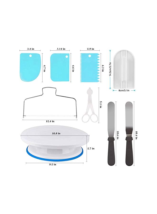S-TOP Cake Decorating Kit, 107 PCS Baking Supplies With 11 Inch Cake Turntable, Cake Sculpting Tools Icing Tips, Cake Spatulas, Pastry Tools, Cutter, Cake Nozzles for Beginners and Professional - Image 3