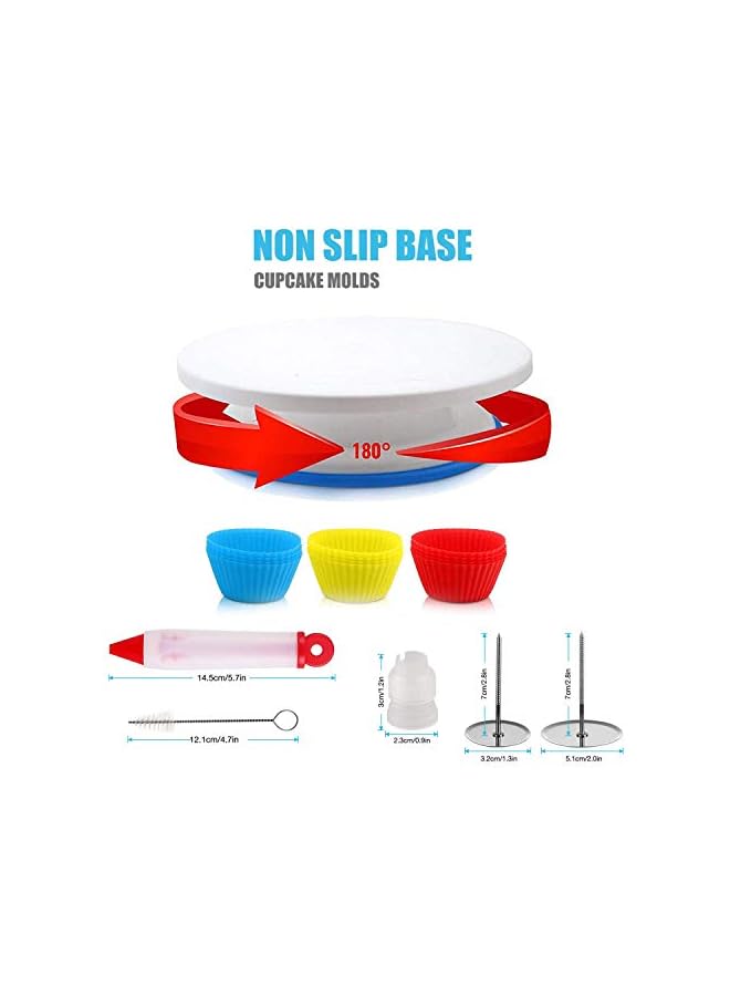 S-TOP Cake Decorating Kit, 107 PCS Baking Supplies With 11 Inch Cake Turntable, Cake Sculpting Tools Icing Tips, Cake Spatulas, Pastry Tools, Cutter, Cake Nozzles for Beginners and Professional - Image 2