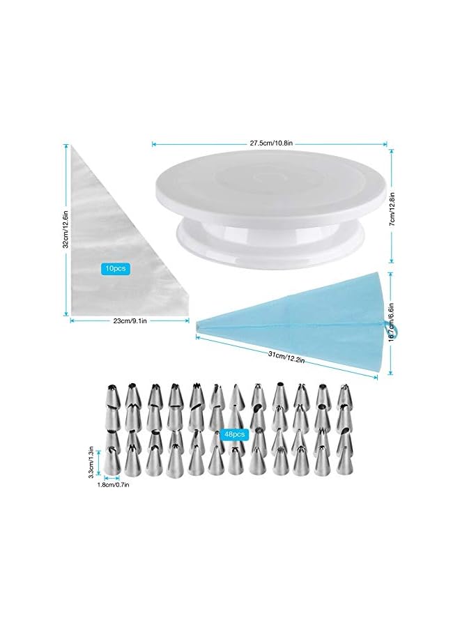 S-TOP Cake Decorating Kit, 107 PCS Baking Supplies With 11 Inch Cake Turntable, Cake Sculpting Tools Icing Tips, Cake Spatulas, Pastry Tools, Cutter, Cake Nozzles for Beginners and Professional - Image 4
