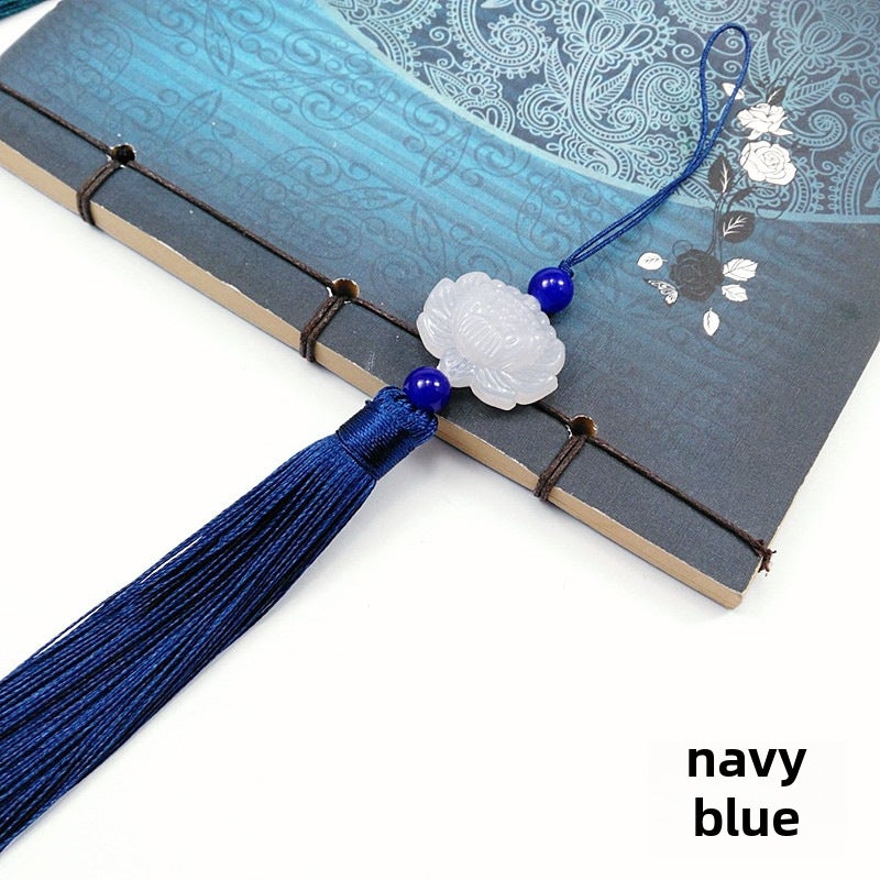 Generic Chinese Style Tassel Lotus Pendant Navy 