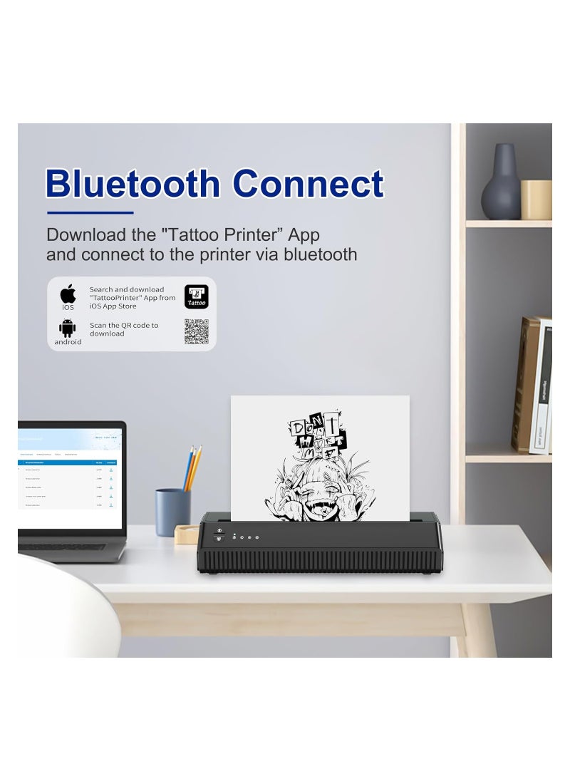 Generic - Bluetooth Tattoo Stencil Printer - Portable Wireless Thermal Transfer Printer with 2500mAh Battery, Compatible with iOS, Android, Phone, Pad, and Laptop for Easy Tattooing. - Image 1