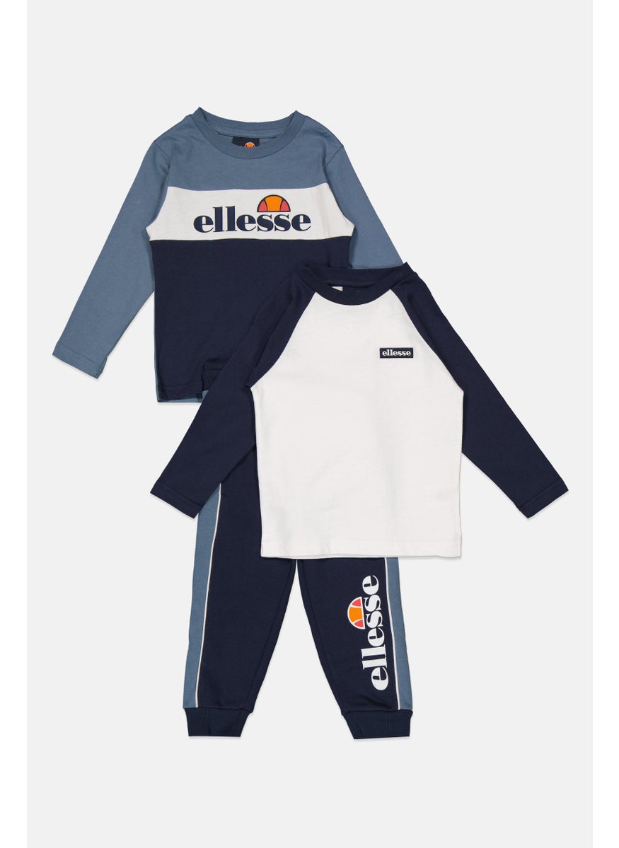 Ellesse - Toddlers Boy 3 Pcs Brand Logo T-Shirt And Sweatpants Set, Navy - Image 1