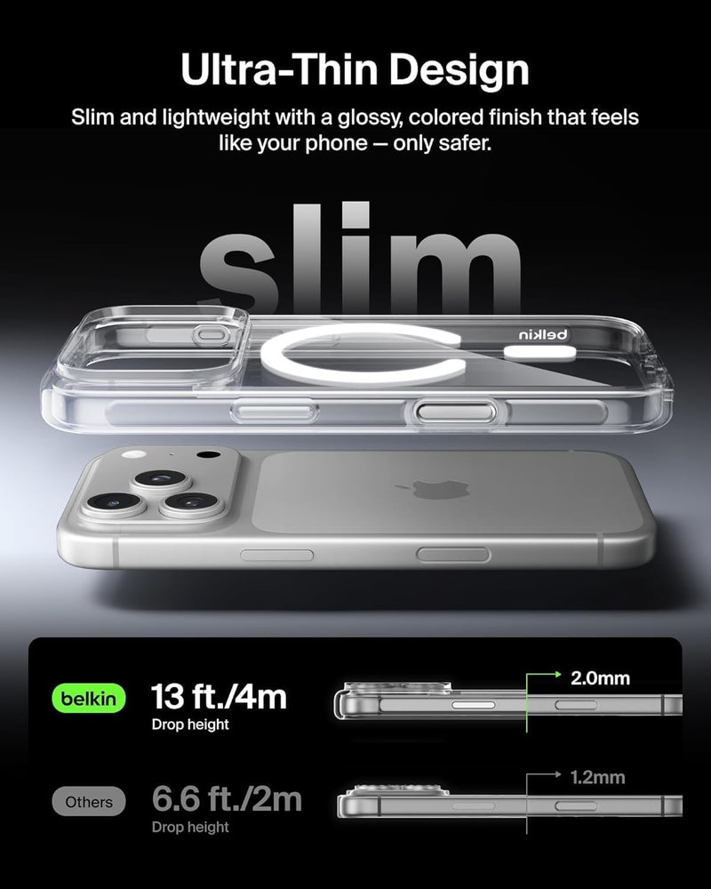 Mobcos iPhone 17 Pro Max Clear Case with Transparent Slim Protective Cover, Lightweight, Protective Cover Magnetic Charging Compatible - Image 4