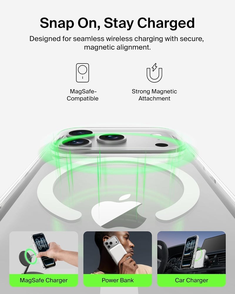 Mobcos iPhone 17 Pro Max Clear Case with Transparent Slim Protective Cover, Lightweight, Protective Cover Magnetic Charging Compatible - Image 2