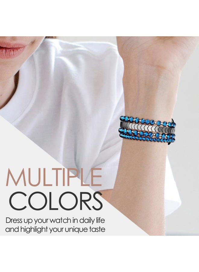 MOFREE Beaded Bracelet Compatible with Apple Watch Band 38mm/40mm/41mm/42mm, Fashion Elastic Stretch Women Bands for iWatch Series 11/10/9/8/7/SE/6/5/4/3/2/1 iPhone Watch Strap Bands (Dark Blue) - Image 5