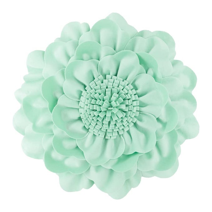 ROUND FLOWER PILLOW COVER DECORATIVE FLORAL PILLOW CASE ROUND CUSHION VELVET PILLOWCASE FOR BEDROOM BED COUCH LIVING ROOM 14 INCH MINT GREEN