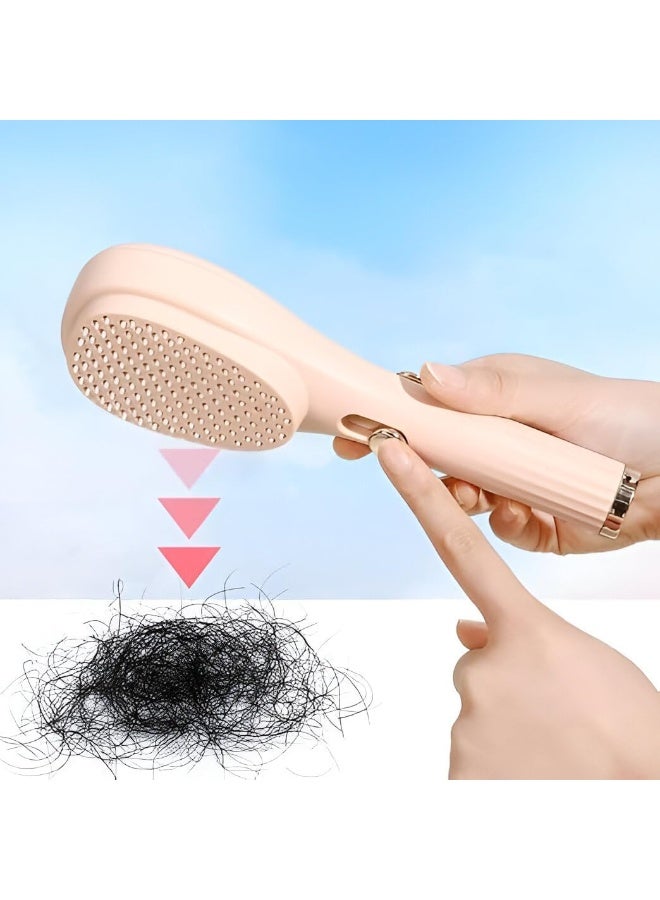 JUMEI Telescopic Air Cushion Hair Brush with Press Control, Scalp Massage & Cleaning Comb, Detangling Hairbrush for Women & Men, All Hair Types, Beige - Image 4