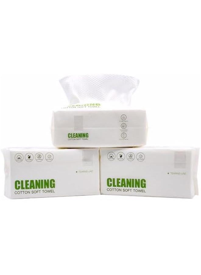 MIXDE Disposable Cotton Thickened Clean face towel, Women Soft Face Cloths for Washing, Face Towel Lint Free for Cleansing, Skincare and Makeup Remover, Dry Wipes, (3 Pack/180Count)  - Image 1