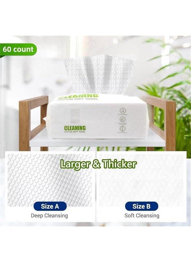 MIXDE Disposable Cotton Thickened Clean face towel, Women Soft Face Cloths for Washing, Face Towel Lint Free for Cleansing, Skincare and Makeup Remover, Dry Wipes, (3 Pack/180Count)  - Image 2