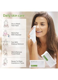 ميكسد SKY-TOUCH Disposable Cotton Thickened Clean face towel, Women Soft Face Cloths for Washing, Face Towel Lint Free for Cleansing, Skincare and Makeup Remover, Dry Wipes, (3 Pack/180Count)  - Image 5