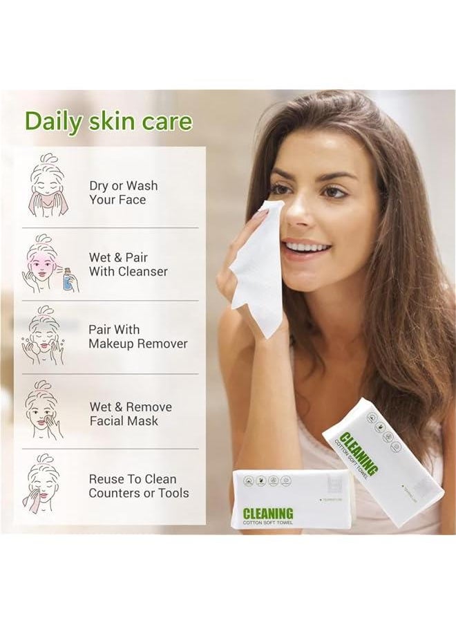 MIXDE Disposable Cotton Thickened Clean face towel, Women Soft Face Cloths for Washing, Face Towel Lint Free for Cleansing, Skincare and Makeup Remover, Dry Wipes, (3 Pack/180Count)  - Image 5