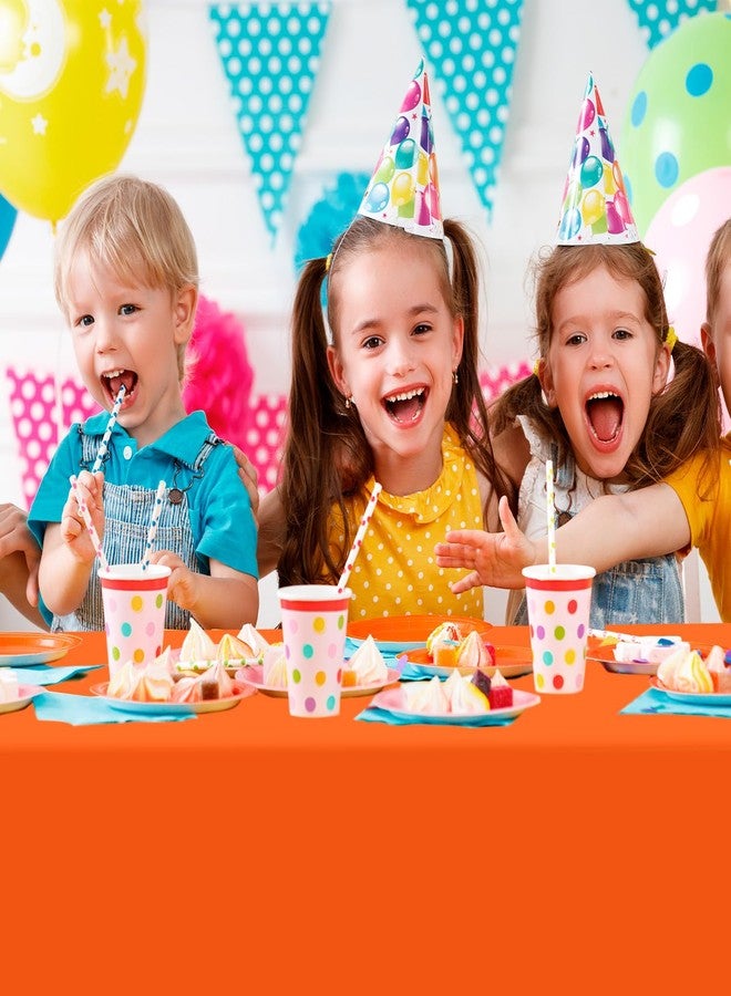 JSQBSECL 14 Pack Orange Plastic Table Cloth 54in x 108in Disposable Rectangle Plastic Table Cover for Parties (Orange, 54" X 108" Rectangle) - Image 4