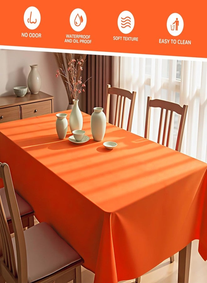 JSQBSECL 14 Pack Orange Plastic Table Cloth 54in x 108in Disposable Rectangle Plastic Table Cover for Parties (Orange, 54" X 108" Rectangle) - Image 3