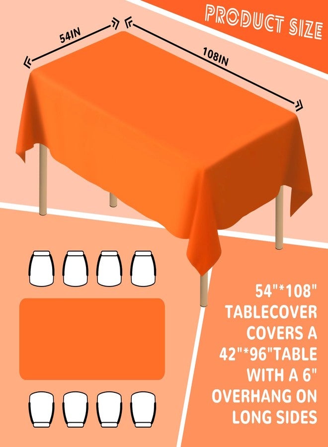 JSQBSECL 14 Pack Orange Plastic Table Cloth 54in x 108in Disposable Rectangle Plastic Table Cover for Parties (Orange, 54" X 108" Rectangle) - Image 2