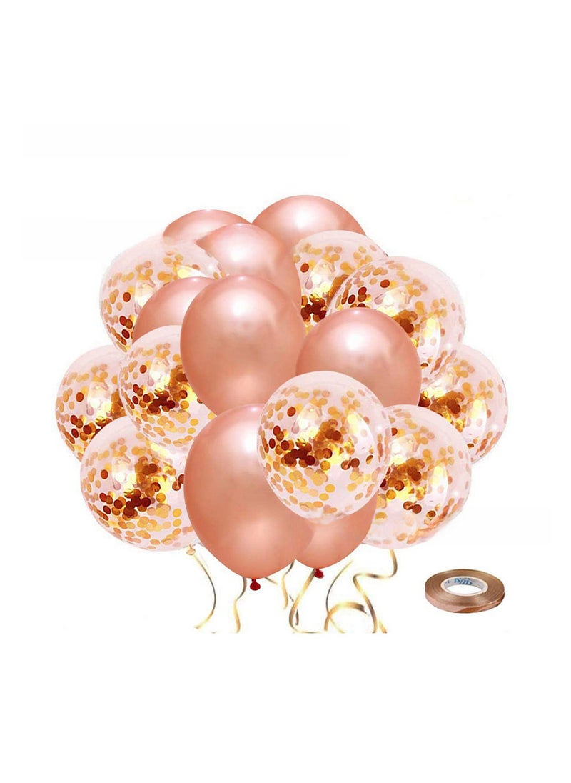 Generic Pink Lotus Rose Gold Diamond Party Tableware Set Balloon 18p-Rose Gold 