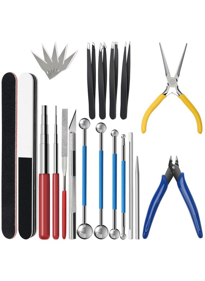 Ahier 23 Pieces Metal Puzzle Tool Kit, AHIER Metal Model Tool Kit Including Plier Bending Assist Tools File Flat Tweezers Wire Wrapping Rod, 3D Metal Earth Tool Kit Model Building Tools  - Image 1