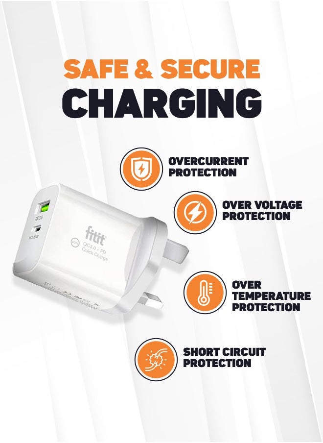 FITIT FITIT Dual Port Fast Wall Adapter (PD, 20W), White.  - Image 4