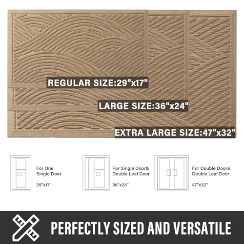 HIYARD Sturdy Front Door Mat, Absorbent Muddy Dirt Resist Welcome Door Mats Outdoor Indoor, Stain and Fade Resistant, Non-Slip Backing Entry Mat Low Profile Doormat for Entryway, 36×24, Beige - Image 4