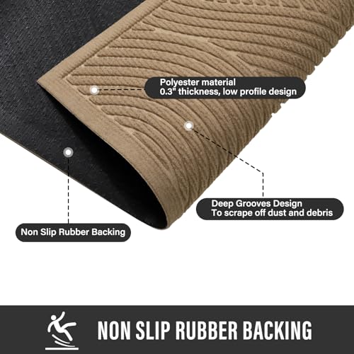 HIYARD Sturdy Front Door Mat, Absorbent Muddy Dirt Resist Welcome Door Mats Outdoor Indoor, Stain and Fade Resistant, Non-Slip Backing Entry Mat Low Profile Doormat for Entryway, 36×24, Beige - Image 5
