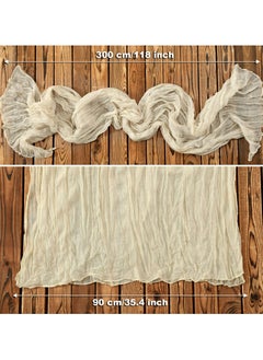 CMGTYYD Cheesecloth Table Runner 35 x 118 Inch Gauze Tablecloth Boho Wedding Decor 10 Ft Rustic Wedding Decorations Vintage Table Centerpieces for Wedding Reception Bridal Shower Birthday (1 Pack Beige)  - Image 2