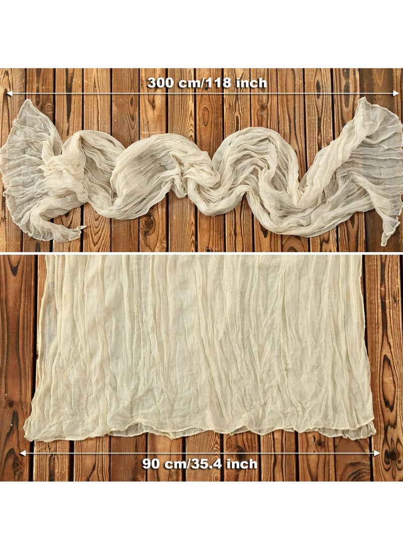CMGTYYD Cheesecloth Table Runner 35 x 118 Inch Gauze Tablecloth Boho Wedding Decor 10 Ft Rustic Wedding Decorations Vintage Table Centerpieces for Wedding Reception Bridal Shower Birthday (1 Pack Beige) - Image 2