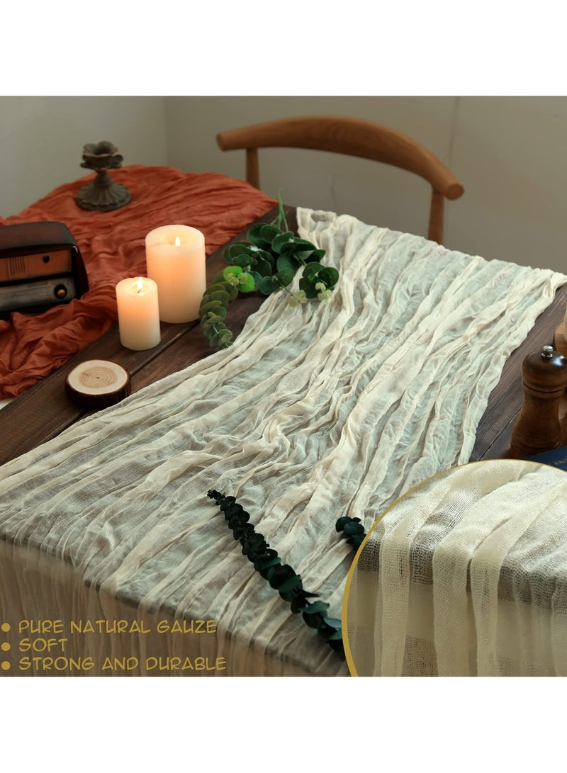 CMGTYYD Cheesecloth Table Runner 35 x 118 Inch Gauze Tablecloth Boho Wedding Decor 10 Ft Rustic Wedding Decorations Vintage Table Centerpieces for Wedding Reception Bridal Shower Birthday (1 Pack Beige) - Image 3