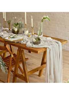 CMGTYYD Cheesecloth Table Runner 35 x 118 Inch Gauze Tablecloth Boho Wedding Decor 10 Ft Rustic Wedding Decorations Vintage Table Centerpieces for Wedding Reception Bridal Shower Birthday (1 Pack Beige)  - Image 4