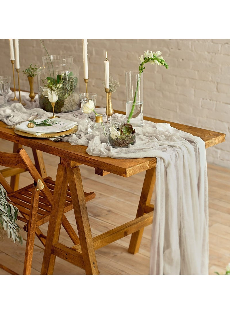 CMGTYYD Cheesecloth Table Runner 35 x 118 Inch Gauze Tablecloth Boho Wedding Decor 10 Ft Rustic Wedding Decorations Vintage Table Centerpieces for Wedding Reception Bridal Shower Birthday (1 Pack Beige) - Image 4