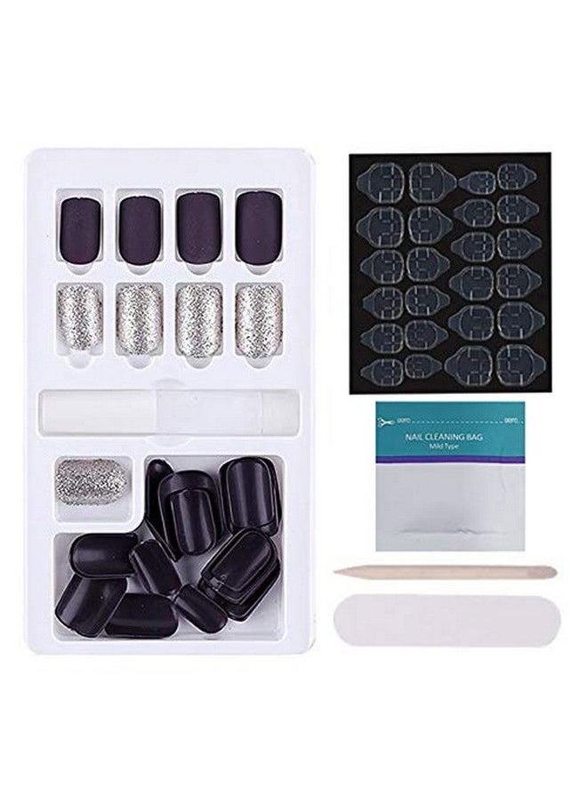 Store2508 - Press On Gel Nails 30 Pcs With Double Sided Jelly Adhesive Nail Glue Nail Filer Mb658_Design 12 - Image 1