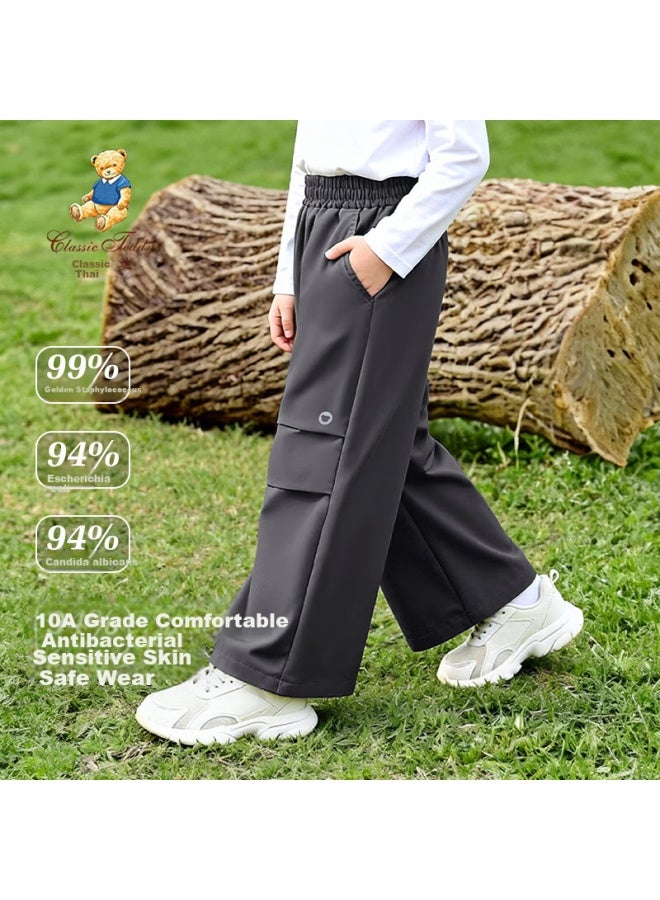 Classic Teddy Boys' Pants Children's Long Trousers Mid-child Outdoor Woven Cargo Pants Spring Dark Gray 130