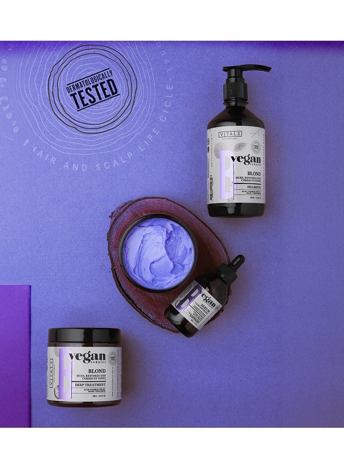 VITALS Blonde set for blonde and dyed hair Shampoo 500ml Mask 500ml Serum 100ml  Vegan Complex - Image 5