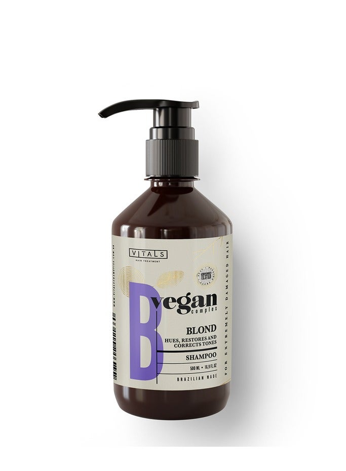 VITALS Blonde set for blonde and dyed hair Shampoo 500ml Mask 500ml Serum 100ml  Vegan Complex - Image 2