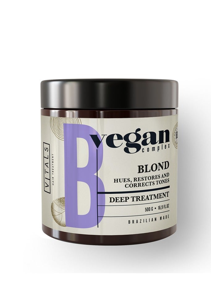VITALS Blonde set for blonde and dyed hair Shampoo 500ml Mask 500ml Serum 100ml  Vegan Complex - Image 4