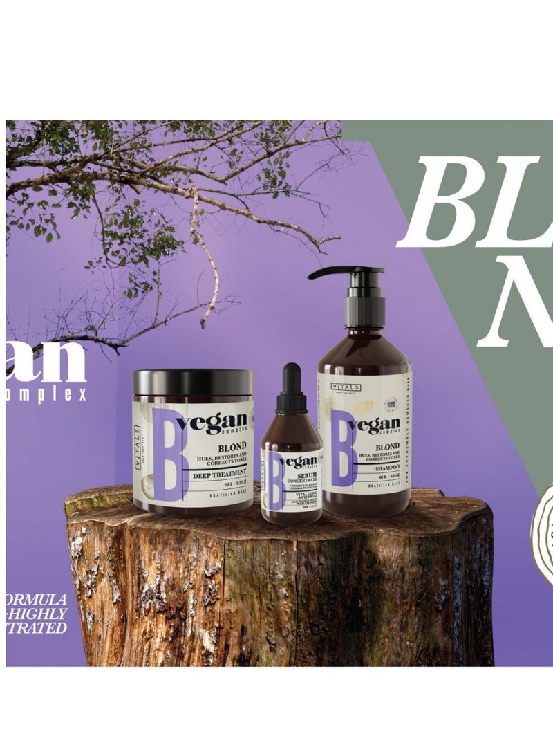 VITALS Blonde set for blonde and dyed hair Shampoo 500ml Mask 500ml Serum 100ml  Vegan Complex - Image 1