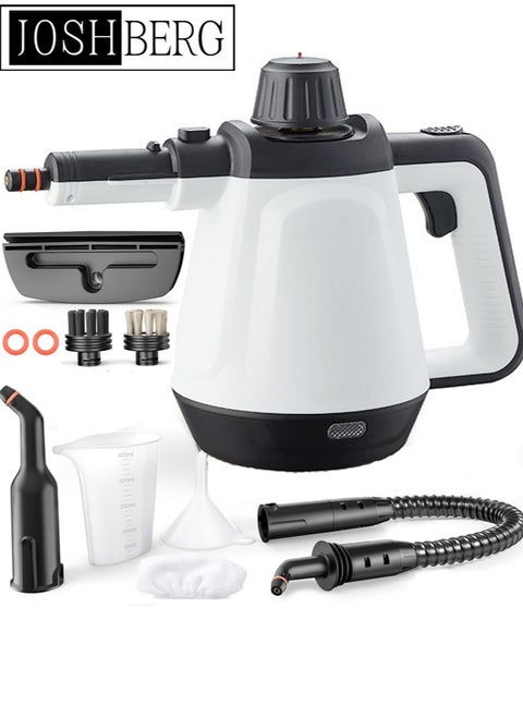 Multi-Surface Handheld Steam Cleaner with 10 Accessories, Pressurized Multipurpose On Demand Steam Cleaner for Home, Steamer for Cleaning Dirt, Grease, Grout, Tile, Floor, Couch and Car