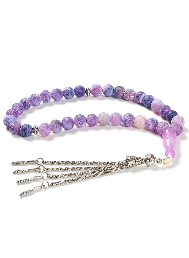 NIBEMINENT 33 Natural Purple Weathered Agate Prayer Beads/Tasbih/10mm 