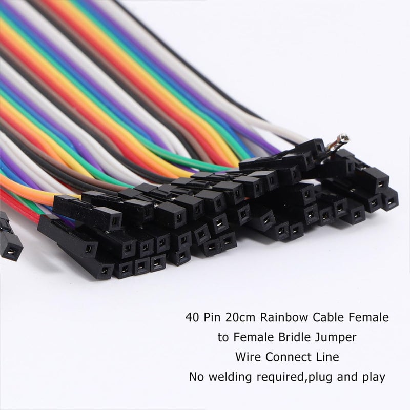 40p Female to Female Ribbon Jumper Wire 20cm Length Preformed Breadboard Cable 10pcs Set for Electronics DIY and Solderless Breadboard Connections - Image 2