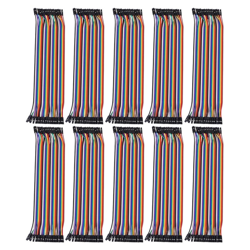40p Female to Female Ribbon Jumper Wire 20cm Length Preformed Breadboard Cable 10pcs Set for Electronics DIY and Solderless Breadboard Connections - Image 1