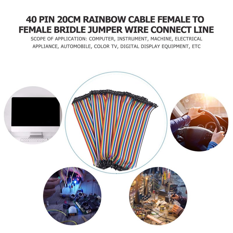 40p Female to Female Ribbon Jumper Wire 20cm Length Preformed Breadboard Cable 10pcs Set for Electronics DIY and Solderless Breadboard Connections - Image 4