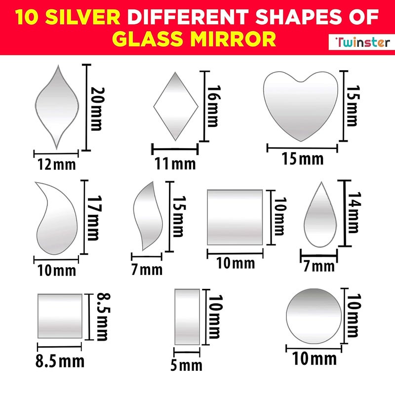 Twinster twinster Mirrors for Craft Work 10 Different Shapes 1600 Total Pieces Lippan Art Craft Materials Kit Decorative Mirrors DIY Best Kit  - Image 5