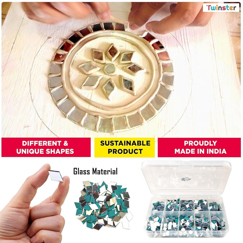 Twinster twinster Mirrors for Craft Work 10 Different Shapes 1600 Total Pieces Lippan Art Craft Materials Kit Decorative Mirrors DIY Best Kit  - Image 3