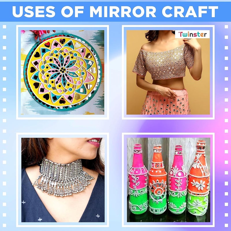 Twinster twinster Mirrors for Craft Work 10 Different Shapes 1600 Total Pieces Lippan Art Craft Materials Kit Decorative Mirrors DIY Best Kit  - Image 2