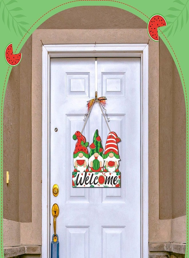 Panelee Summer Welcome Sign Wooden Watermelon Gnome Hanging Sign Holiday Door Sign with Ropes Hanging Decoration with Watermelon for Summer Front Door Porch Farmhouse Outdoor Home Decor (Watermelon Gnome) - Image 4