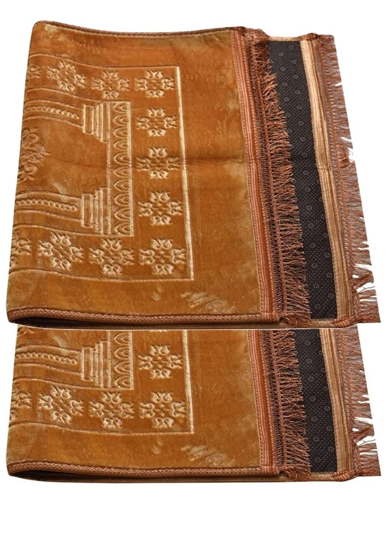 2 Pieces Premium Comfort Prayer Mat Soft and Durable Prayer Mat for Daily Prayers 120x80cm Beige Color  - Image 1