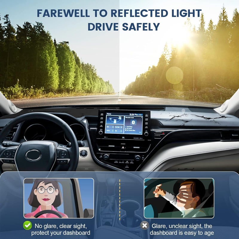 Rilsen Dashboard Cover Mat Custom Fit for Toyota Highlander Accessories 2014-2019 Dash Cover Nonslip Dash Mat Protector Sunshade No Glare Black - Image 3